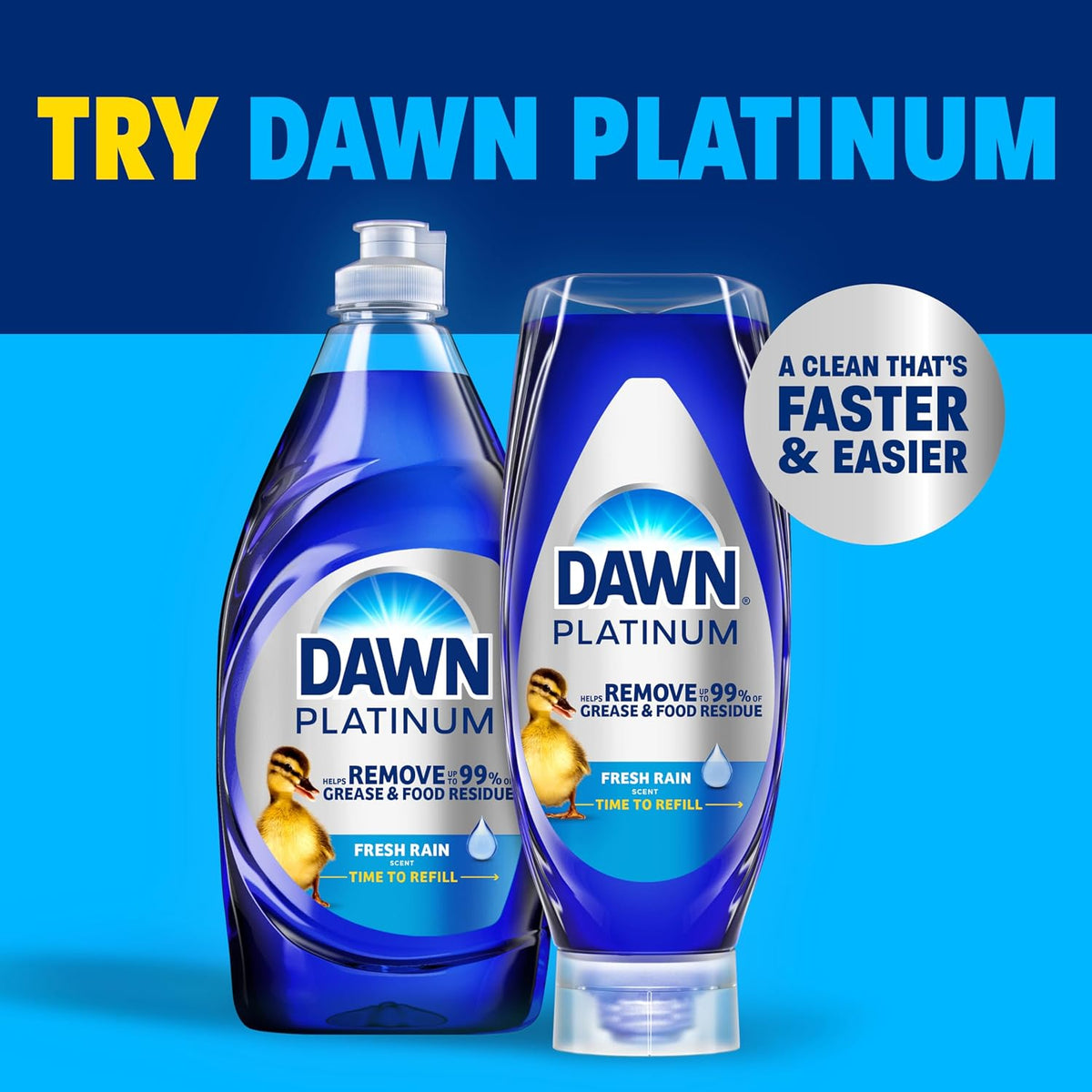 Dawn Ultra Original Dish Soap Refill Jug Large Size Blue Liquid Dishwashing Detergent, Powerful Soap for Grease, 51.5oz (Pack of 2)