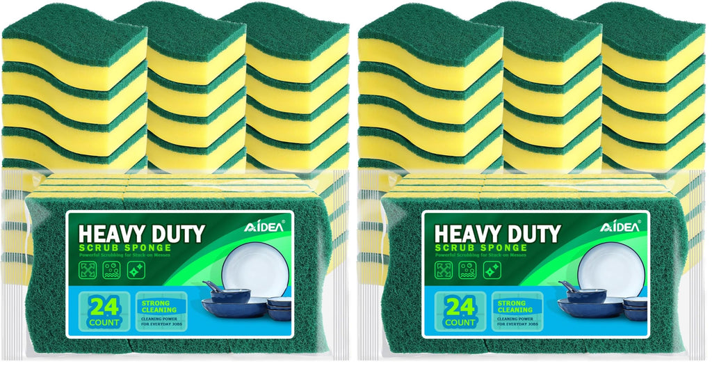 AIDEA Sponges Kitchen, 24 PK Heavy Duty Dish Sponges Kitchen, Scrub Sponges