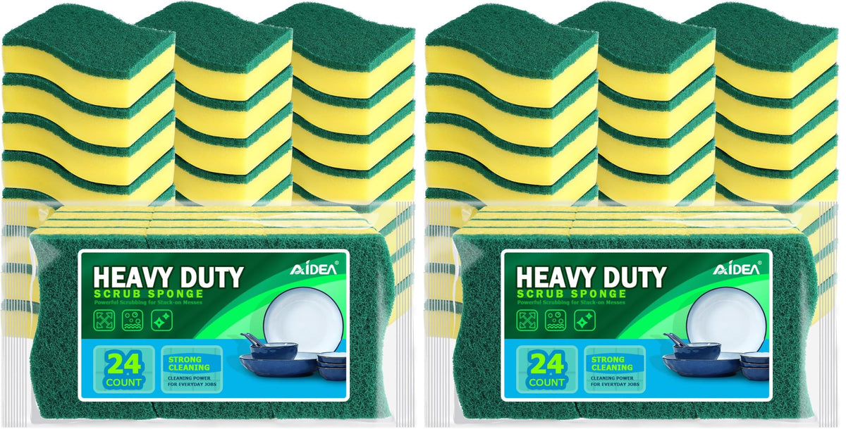 AIDEA Sponges Kitchen, 24 PK Heavy Duty Dish Sponges Kitchen, Scrub Sponges