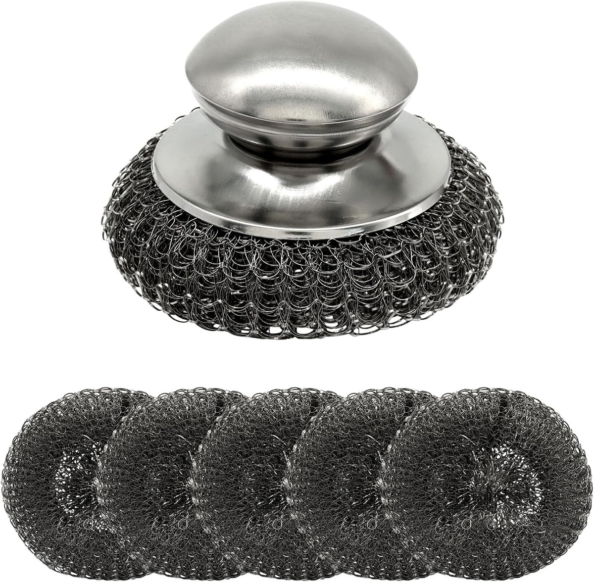 Steel Wool Scrubber with Replacement Wire Pads Set