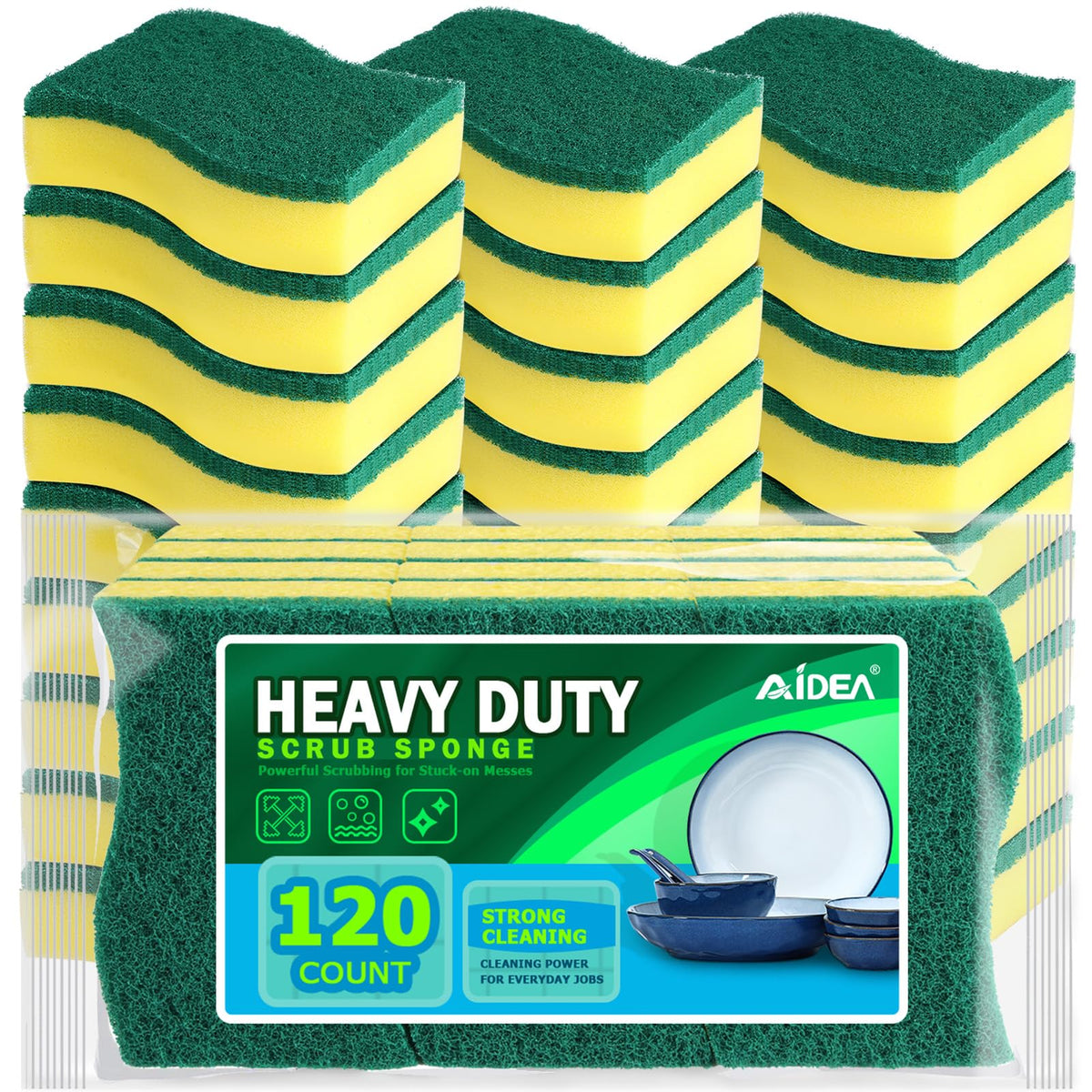 AIDEA Sponges Kitchen, 24 PK Heavy Duty Dish Sponges Kitchen, Scrub Sponges