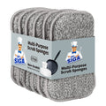 MR.SIGA Dual-Sided Scrub Sponges, Reusable Dishwashing Sponges, 6 Pack