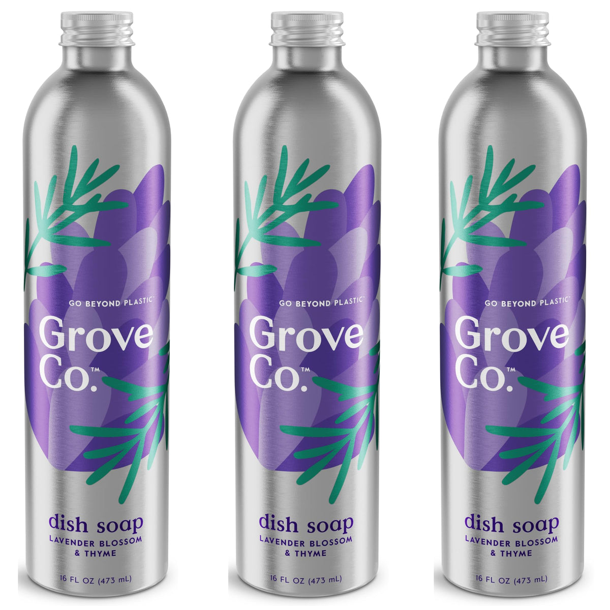 Grove Co. Dish Soap, 3 x 16 fl oz Refills, Orange & Rosemary