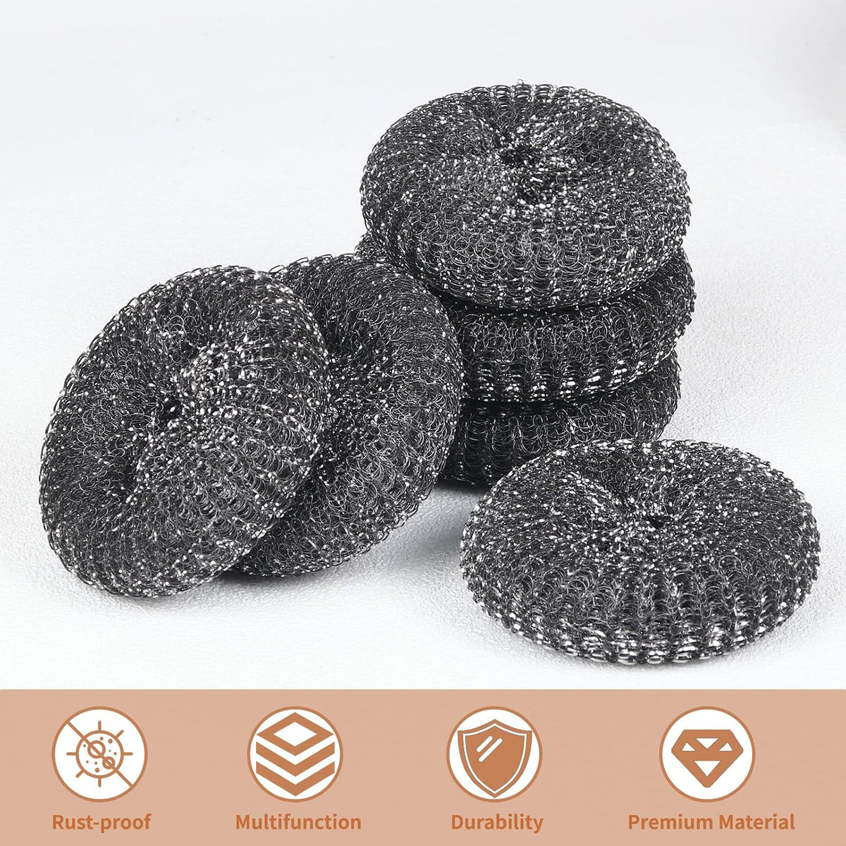 6PCS Steel Wool Scrubber Sponge Set, Barbecue Grill Cleaning Scrubber Pads