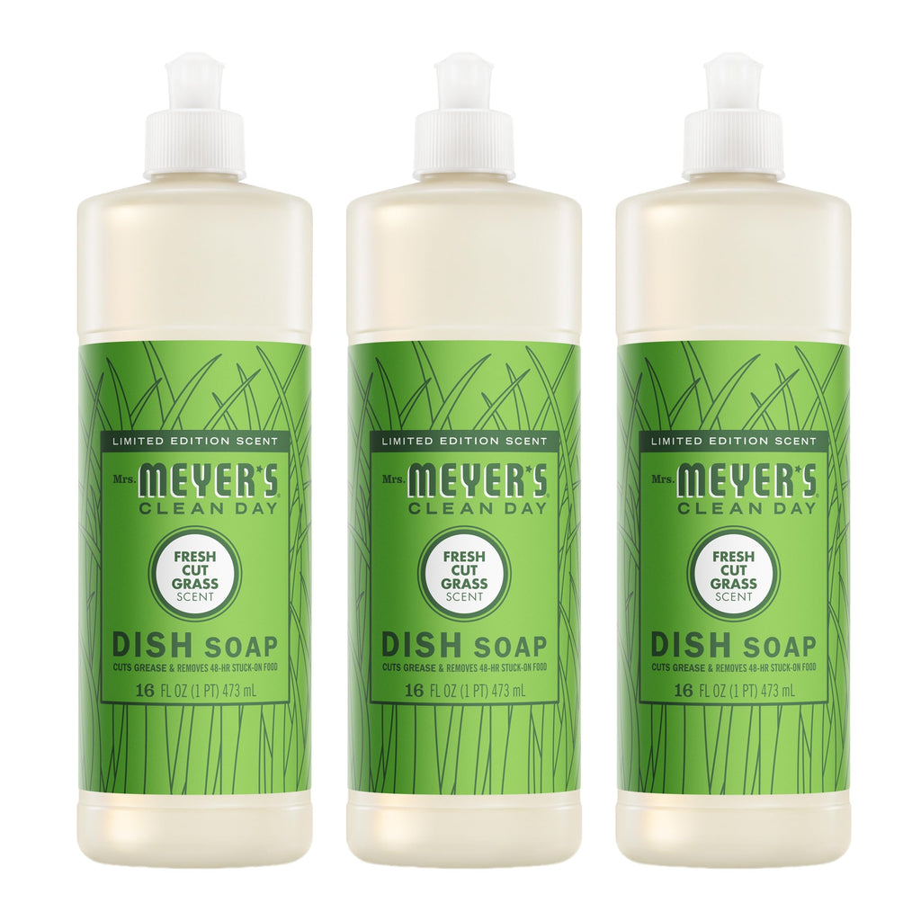 MRS. MEYER'S CLEAN DAY Liquid Dish Soap, Fresh Cut Grass, 16 fl oz, 3 Pack