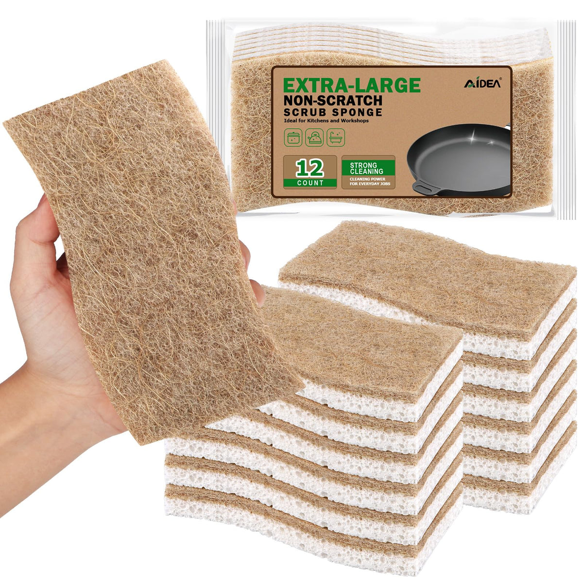 AIDEA Sponges Kitchen, Heavy Duty Scrub Sponge-24Count, Sponges for Dishes