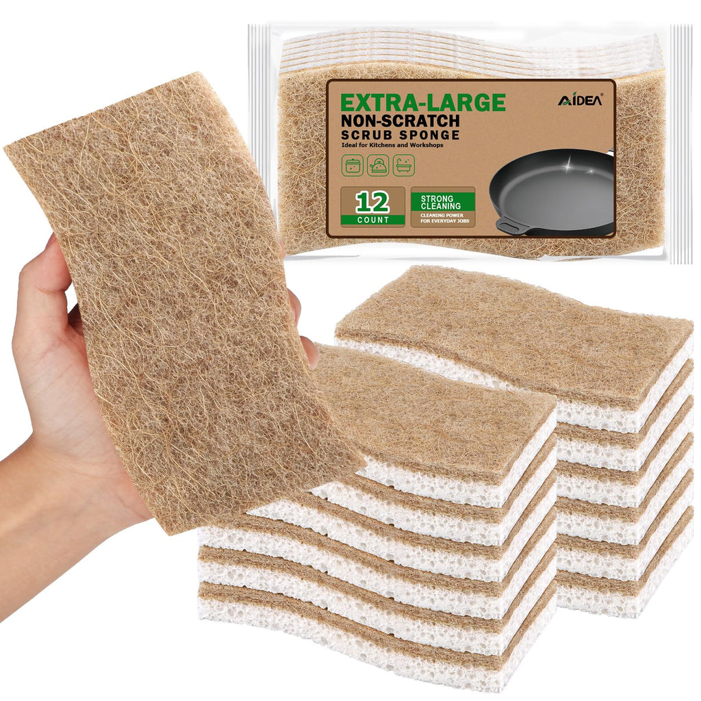 AIDEA Sponges Kitchen, 6Count, Heavy-Duty Scrub Sponges, Sponge for Dishes