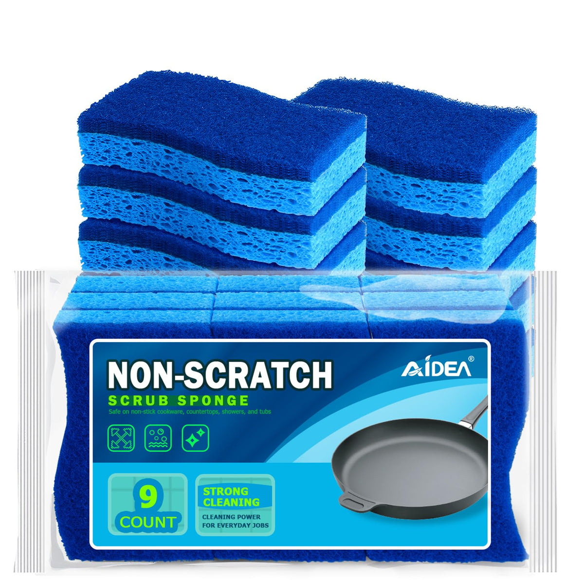 AIDEA Sponges Kitchen-6Count, Non Scratch Scrub Sponge, Dish Sponges