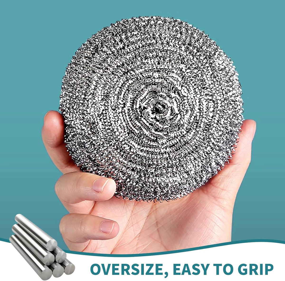 Carrie Joe Stainless Steel Scourer Heavy Duty Scrubber Pads Steel Wool Pack of 6,40g