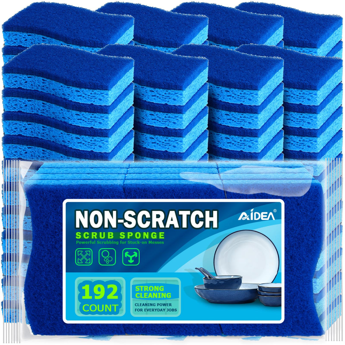 AIDEA Sponges Kitchen, Heavy Duty Scrub Sponge-24Count, Sponges for Dishes