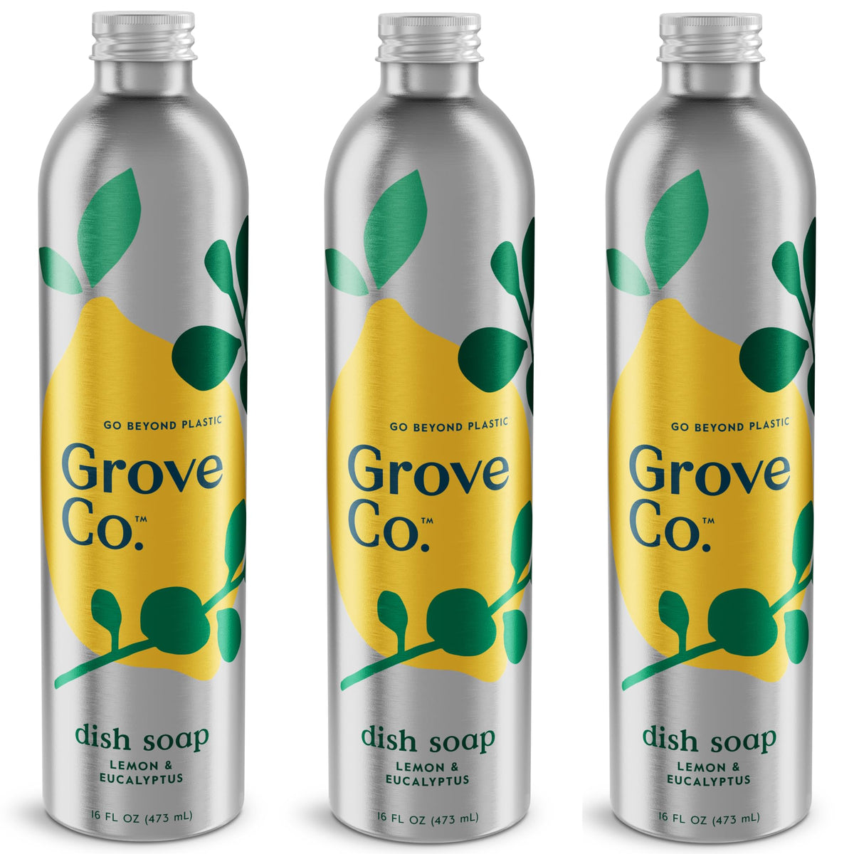 Grove Co. Dish Soap, 3 x 16 fl oz Refills, Orange & Rosemary