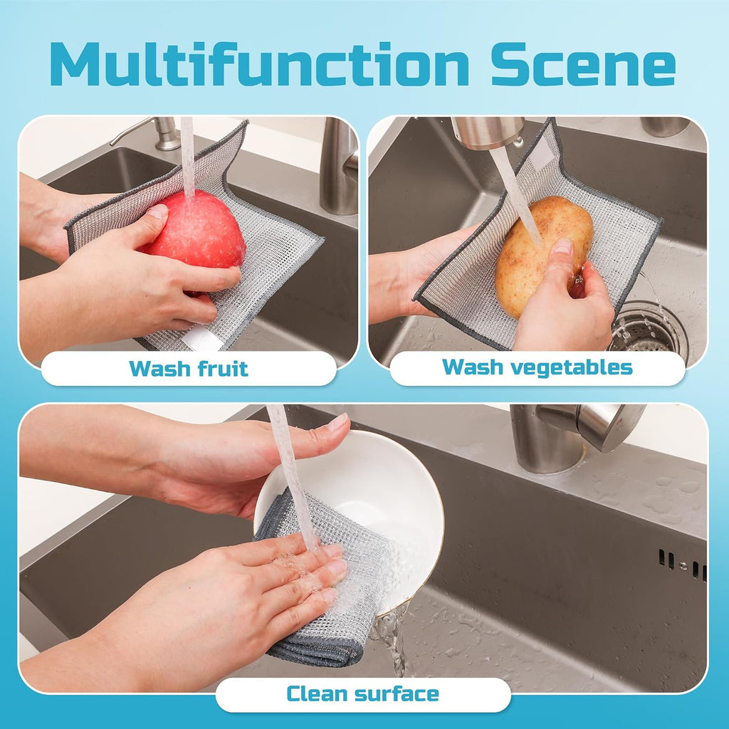 Forggon Non Scratch Wire Dishcloth,New Upgrade 3-Layer,12pcs,7.08"X8.86"