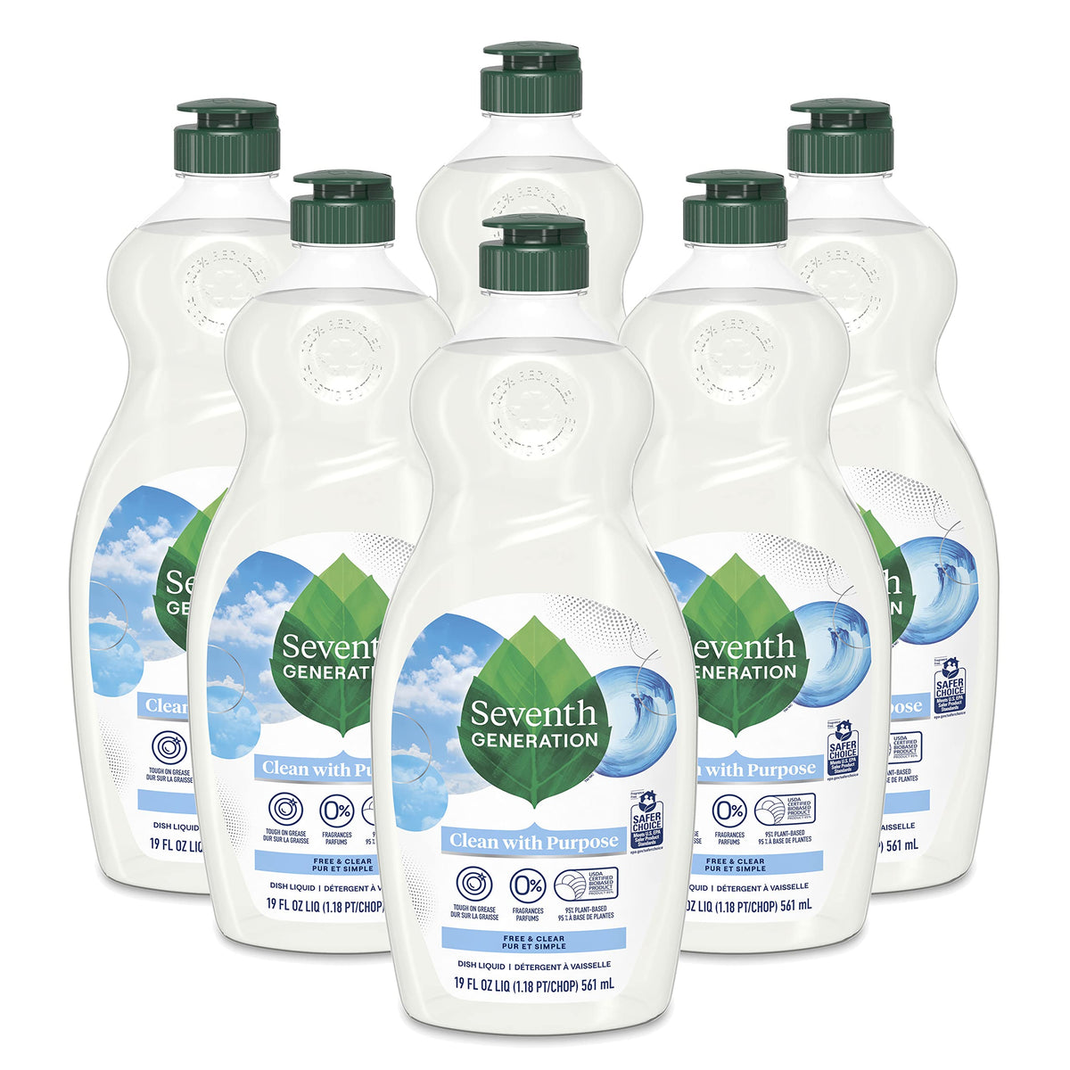 Seventh Generation Dish Soap Fresh Lime & Ginger Scent 1 count Dishwashing Soap Dish Detergent Liquid Soap 19 oz