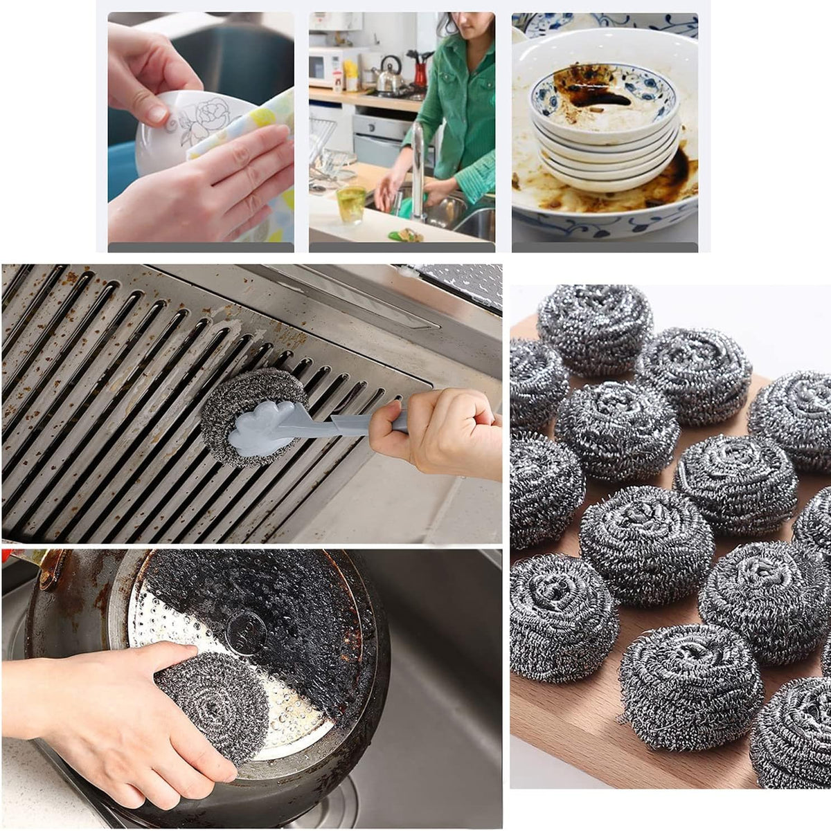 48 Pack Stainless Steel Scourers Sponges by XXJXING,Steel Wool scrubbers for stoves, pots, Cooker Hoods, etc. that are Difficult to Clean (48 Pack-10 Gram)