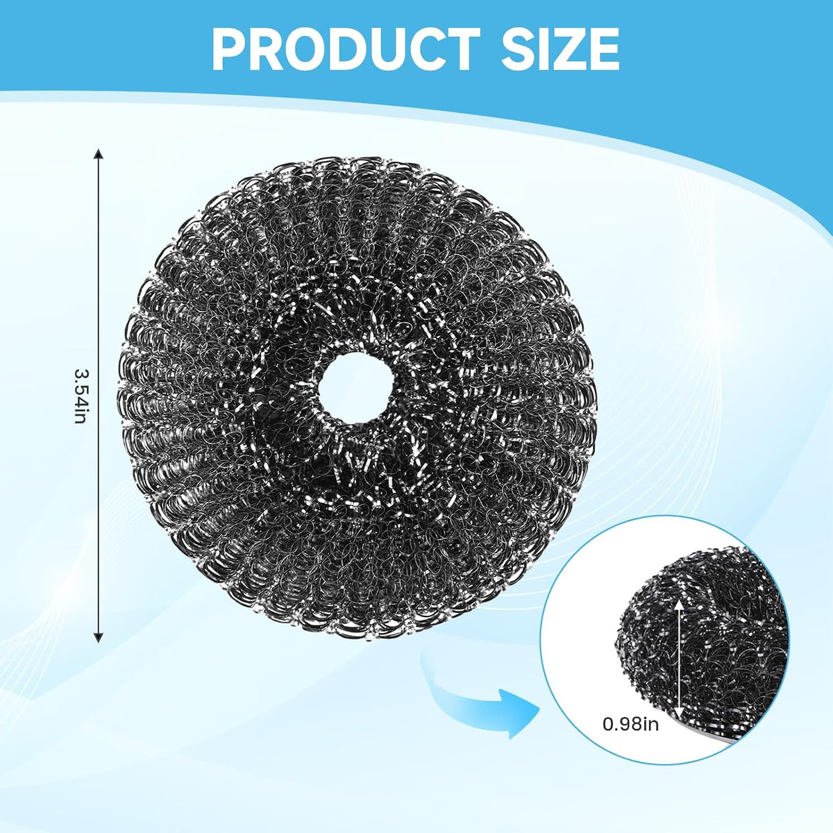 6 Pcs Steel Wool Scrubber, Stainless Steel Scrubber for Cleaning Kitchen and Household Stubborn Messes from Stoves Pans Pots Grill Sink, Replacement Wire Brush Set (Only Replacement Pad)
