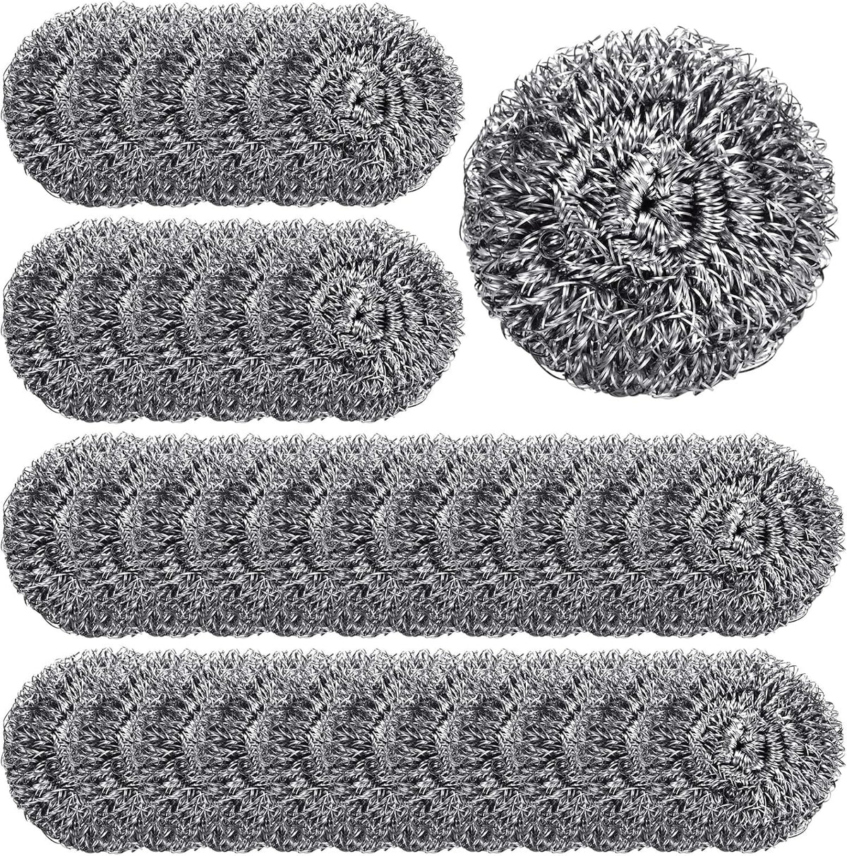Yinkin 100 Pack Stainless Steel Scrubber Steel Wool Scouring Pads, Silver
