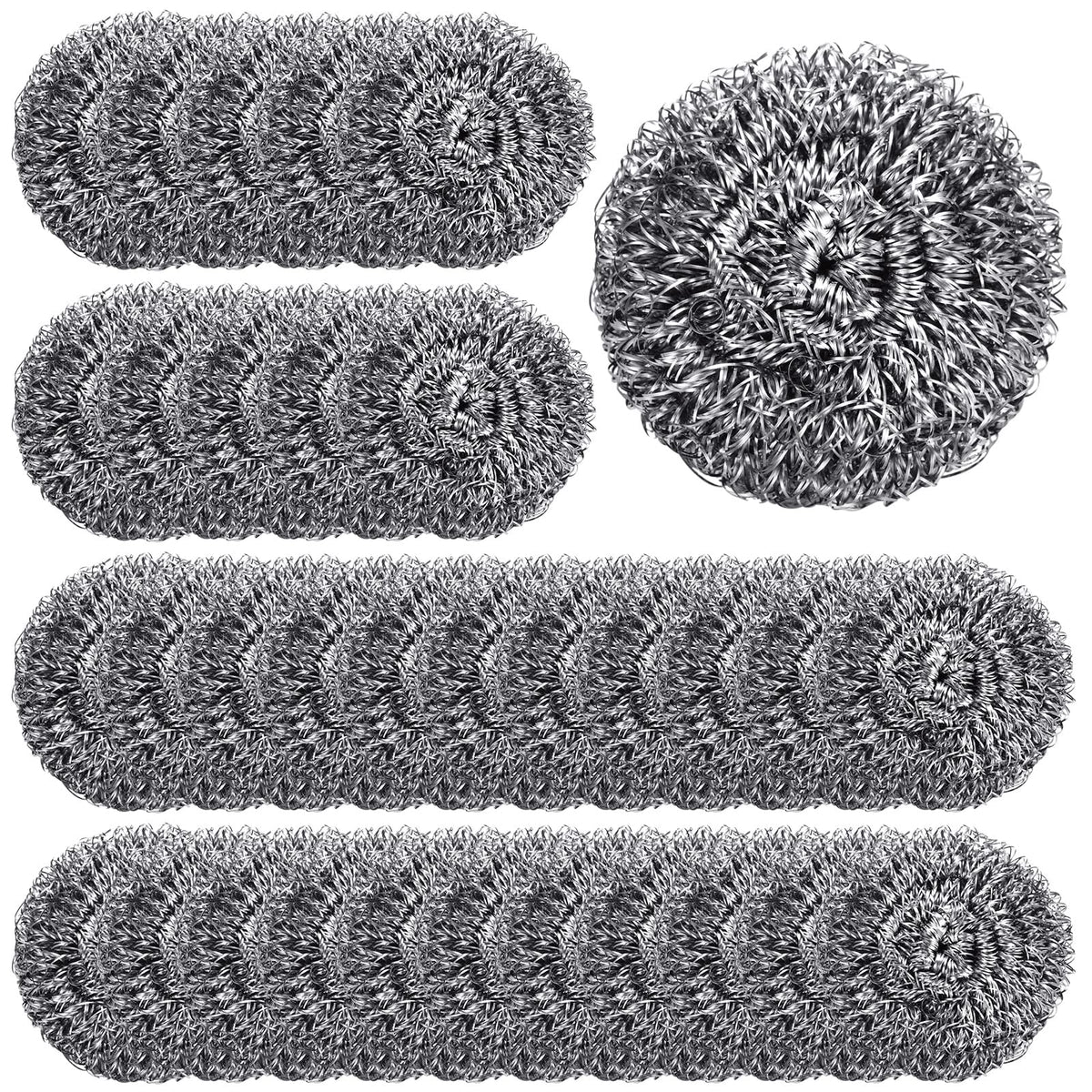 Yinkin 100 Pack Stainless Steel Scrubber Steel Wool Scouring Pads, Silver