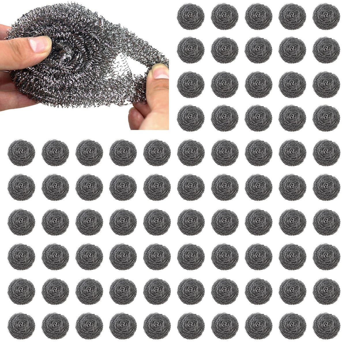 20 Pack Steel Wool Scrubbers, 2.36 Inch Stainless Steel Cleaning Pads, Heavy Duty Scouring Pads for Pots and Pans, Non-Scratch Kitchen Scrubber for Dishes, Grills, and Cookware