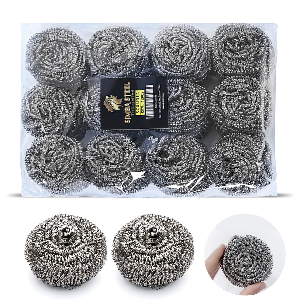 Steel Wool Scrubber Scourer Simba for Cleaning – Scourers 12 Pack