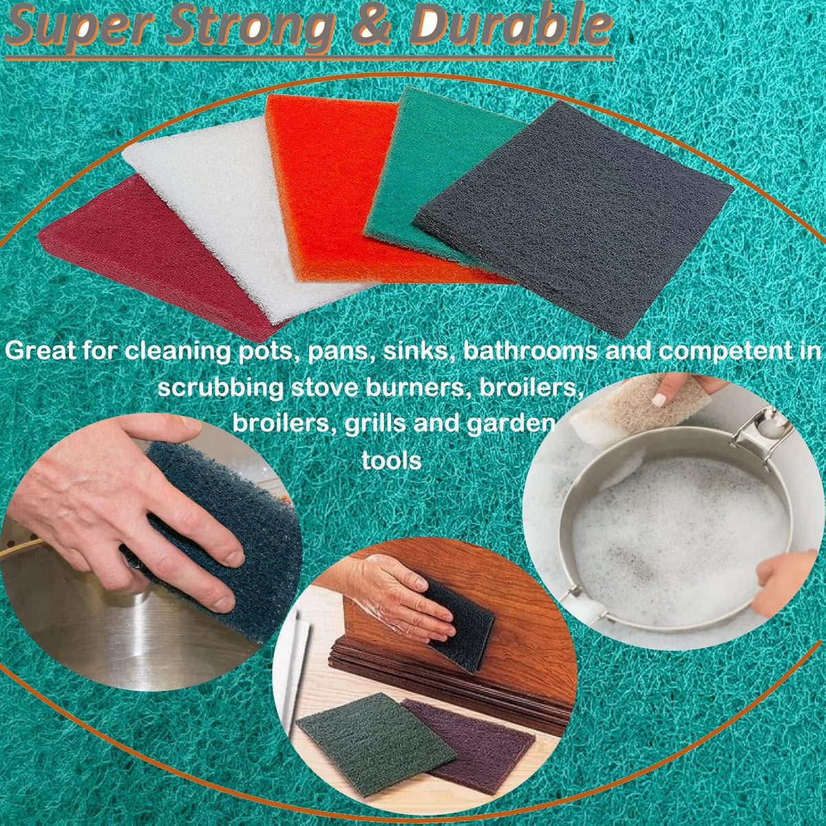 Tonmp 15 Pack 6 x 9 Inch Hand Pads Coarse Medium Fine Superfine 5 Different Specifications Assortment General Purpose Scouring Pad Ideal for Garden Tools and Grills,Automotive Body Tools