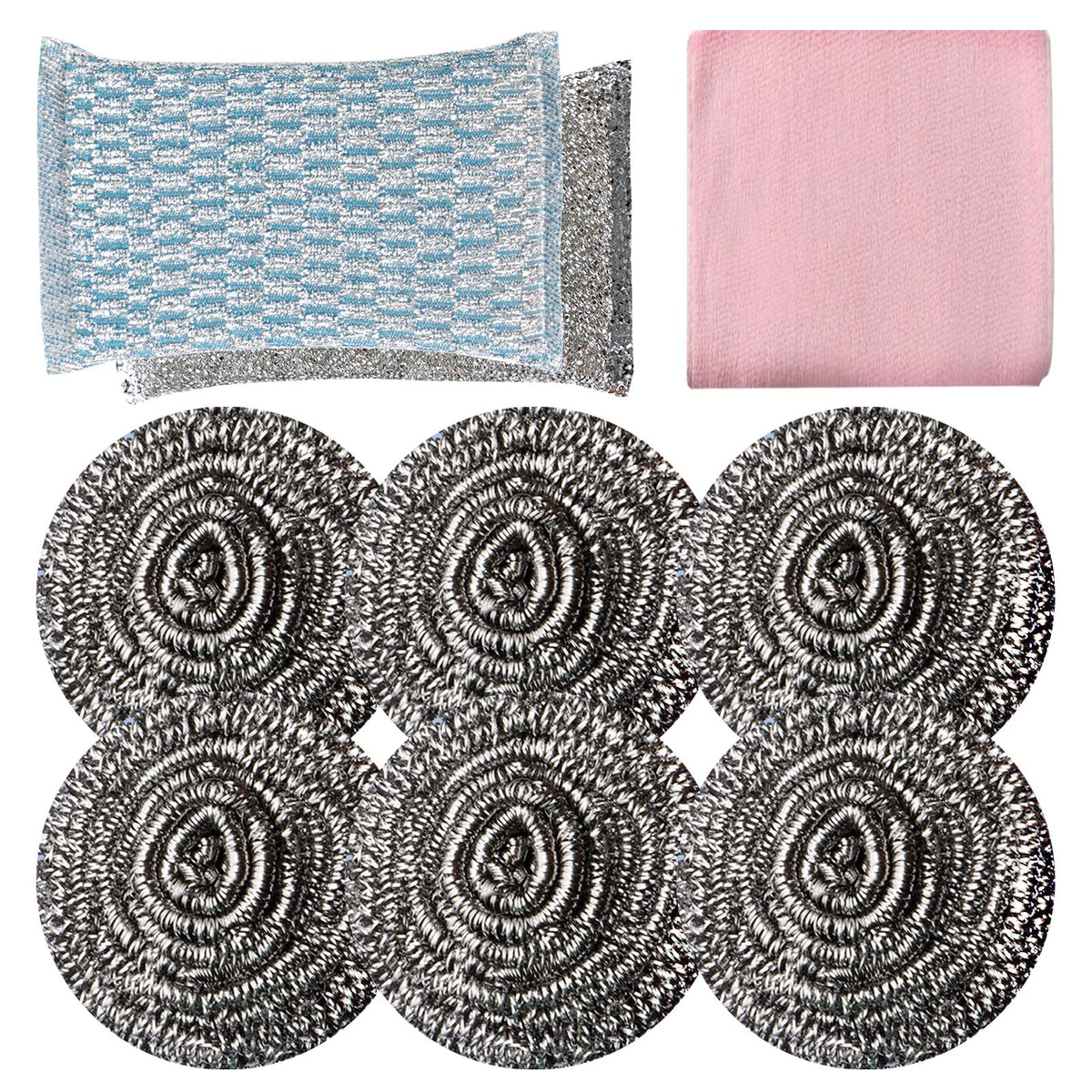 12Pcs Steel Wool Scrubber - Steel Wool for Cleaning Dish Pots Pans Grills Stainless Steel Scrubber for Kitchen Sinks Cleaning Steel Wool Pads Metal Scrubber