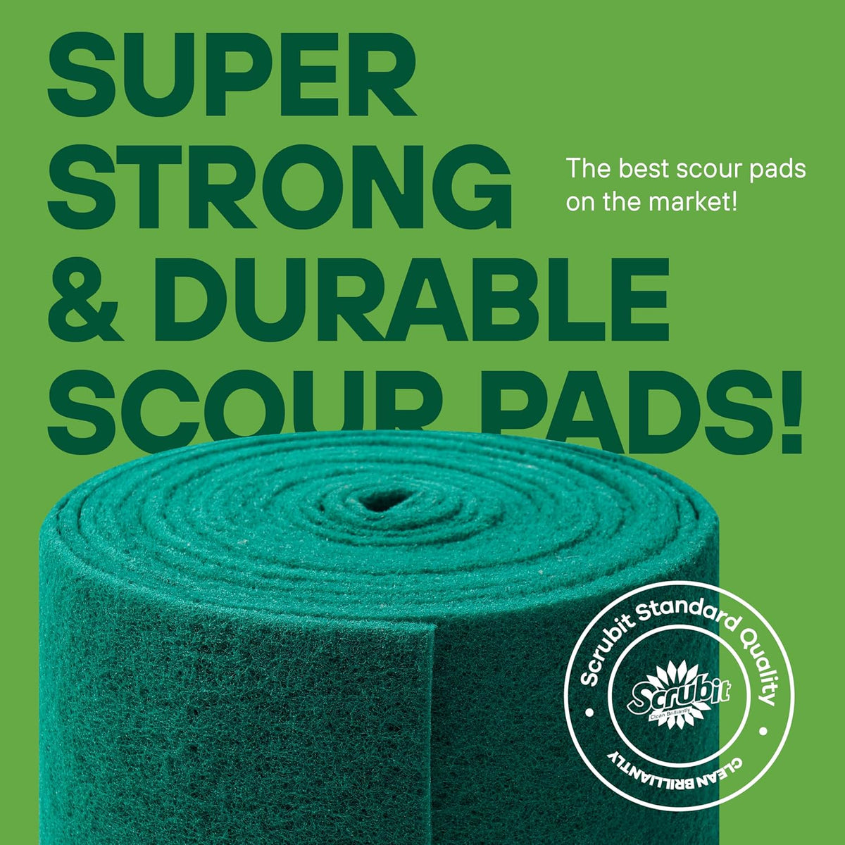 SCRUBIT Scouring Pad Roll - 19 FT Green scrubbing Pads Roll - Non Scratch Dish Washing Scrubbers - Abrasive and Heavy Duty Pot Scrubber Roll for Kitchen, Pots, Pans, Oven, and Grill 19 FT X 6" x0.3"