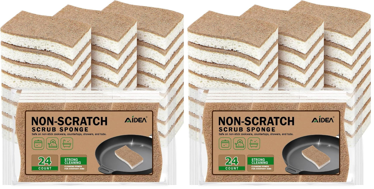 AIDEA Sponges Kitchen, Heavy Duty Scrub Sponge-24Count, Sponges for Dishes