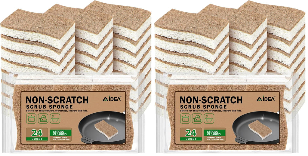 AIDEA Sponges Kitchen, 6Count, Heavy-Duty Scrub Sponges, Sponge for Dishes