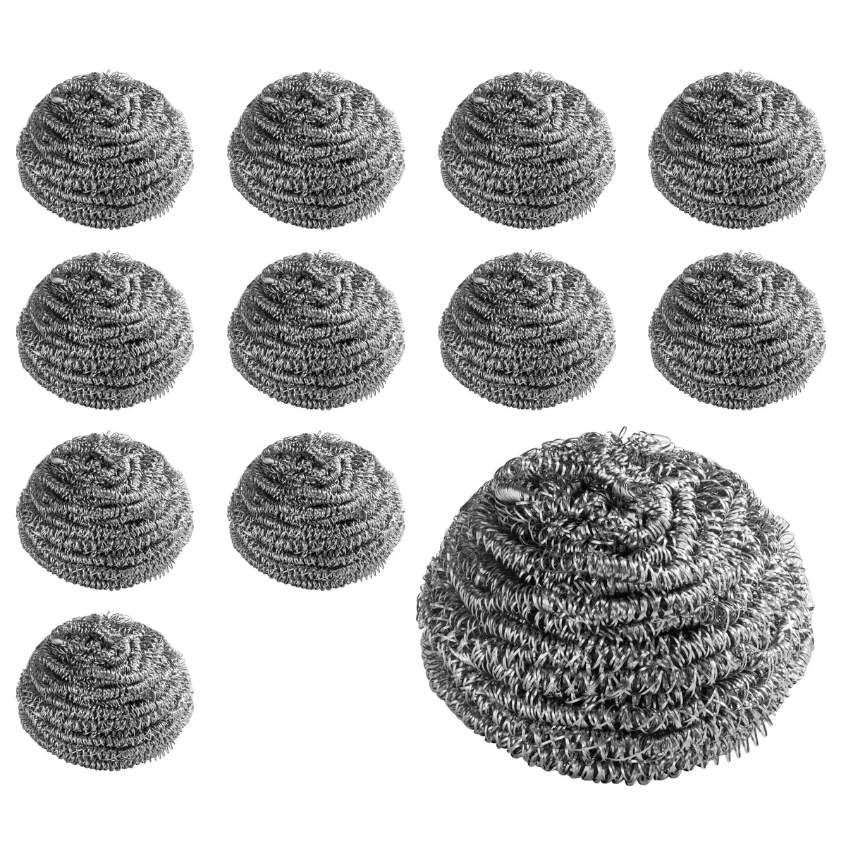 New Star Foodservice Extra Large (50 Grams) Stainless Steel Sponges Scrubbers, Set of 12