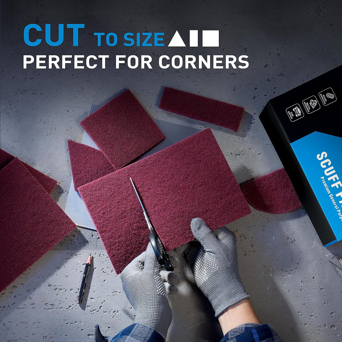 S SATC 6" x 9" Maroon General Purpose Scuff Pads,10 Pack Automotive Pads for Scuffing,Scouring,Sanding,Paint Primer Prep Adhesion Scratch for Automotive Restoration,Handicrafts