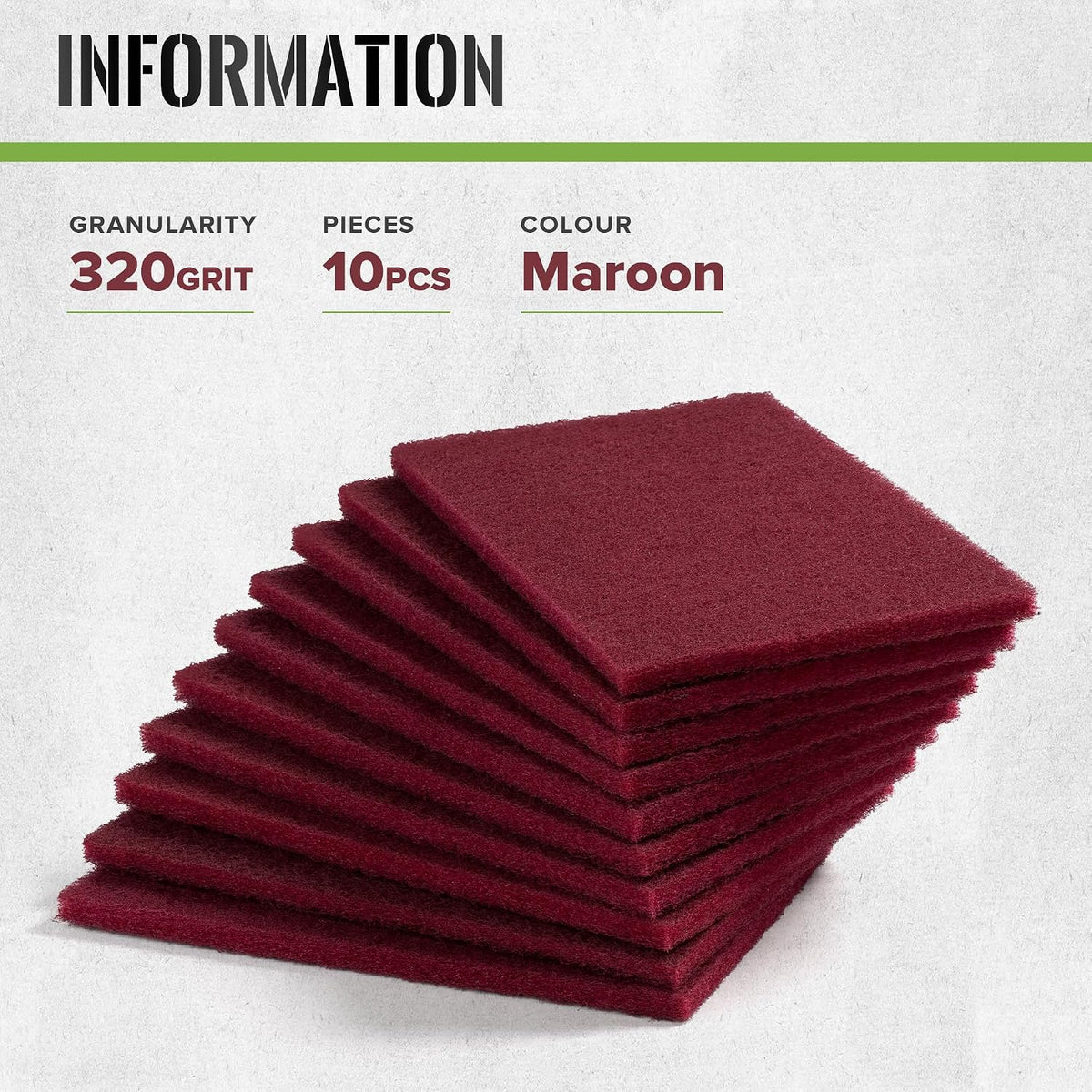 6" x 9" 320 Grit Maroon Scuff Pads 10PCS Scotch Abrasive Brite Pad