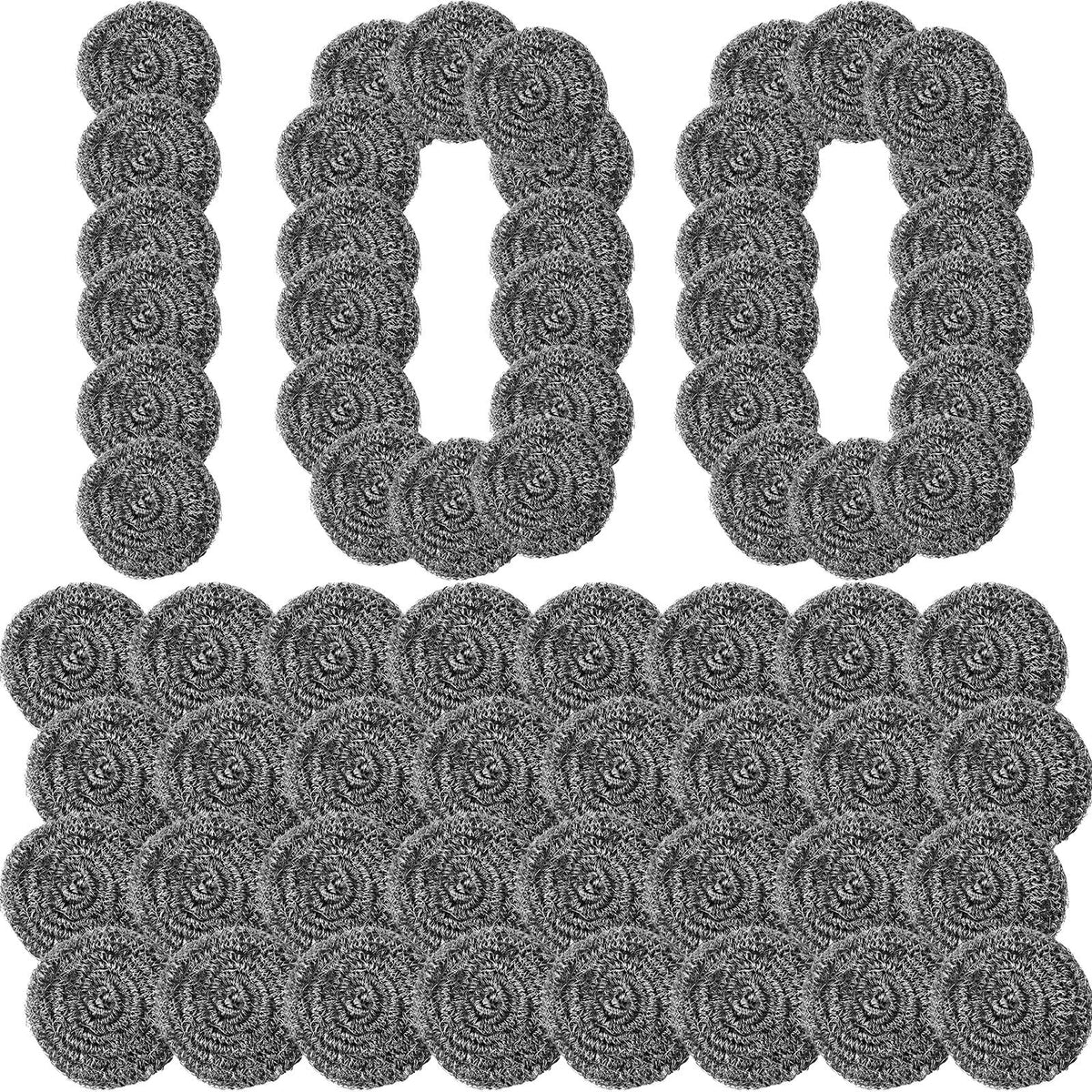 Roshtia 100 Pieces Stainless Steel Scouring Pad Bulk Metal Scrubber for Cleaning Dish 30 Gram Stainless Steel Sponge Round Metal Wool Scrubber for Cleaning Kitchen Bathroom Household