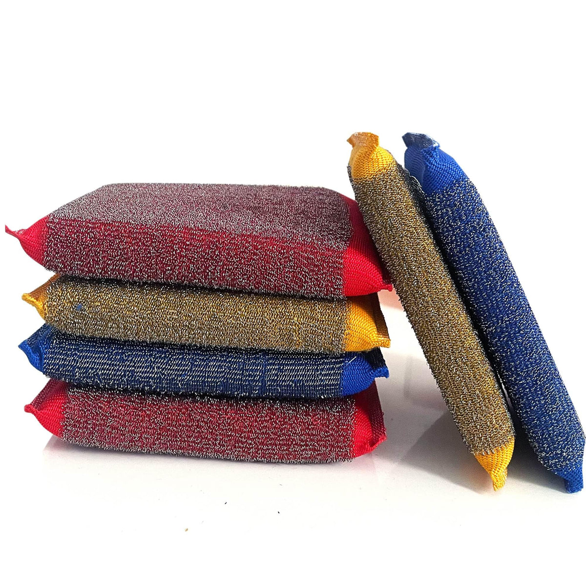 Steel Wool Scrubber Kitchen Sponges - 6 Pack Kitchen Dish Sponges Scrubbers, Non-Scratch Microfiber sponges for Cleaning, Pots and Pans Scrub Sponge