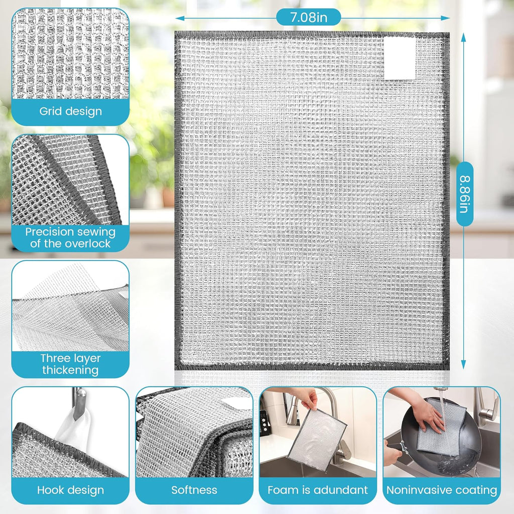 Forggon Non Scratch Wire Dishcloth,New Upgrade 3-Layer,12pcs,7.08"X8.86"
