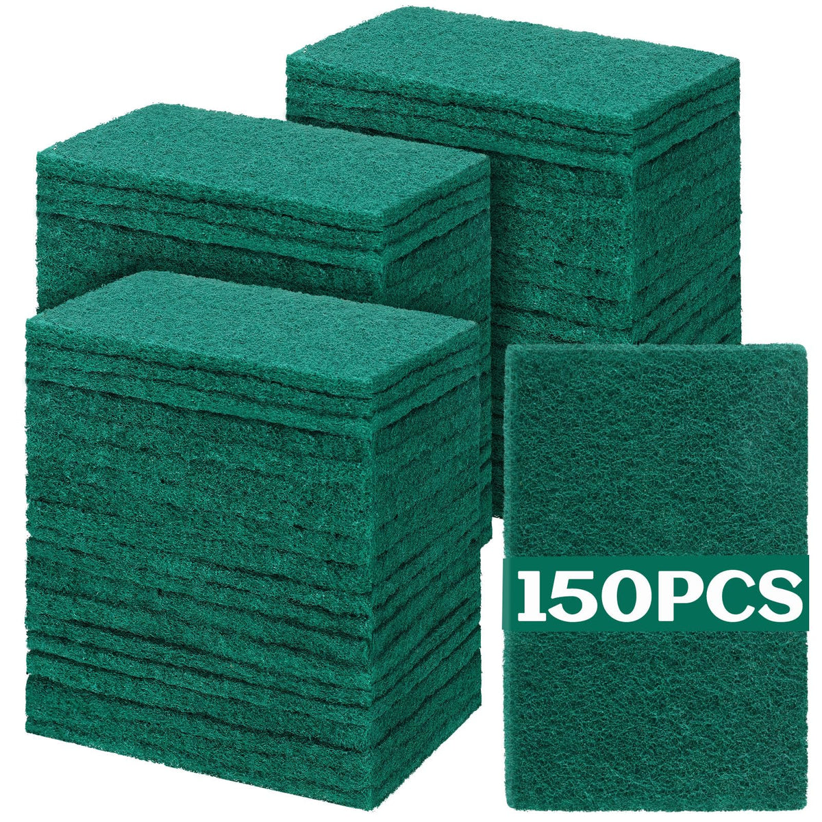 Hoolerry 100 Pcs Heavy Duty Scouring Pads Bulk for Kitchen Dish, Blue