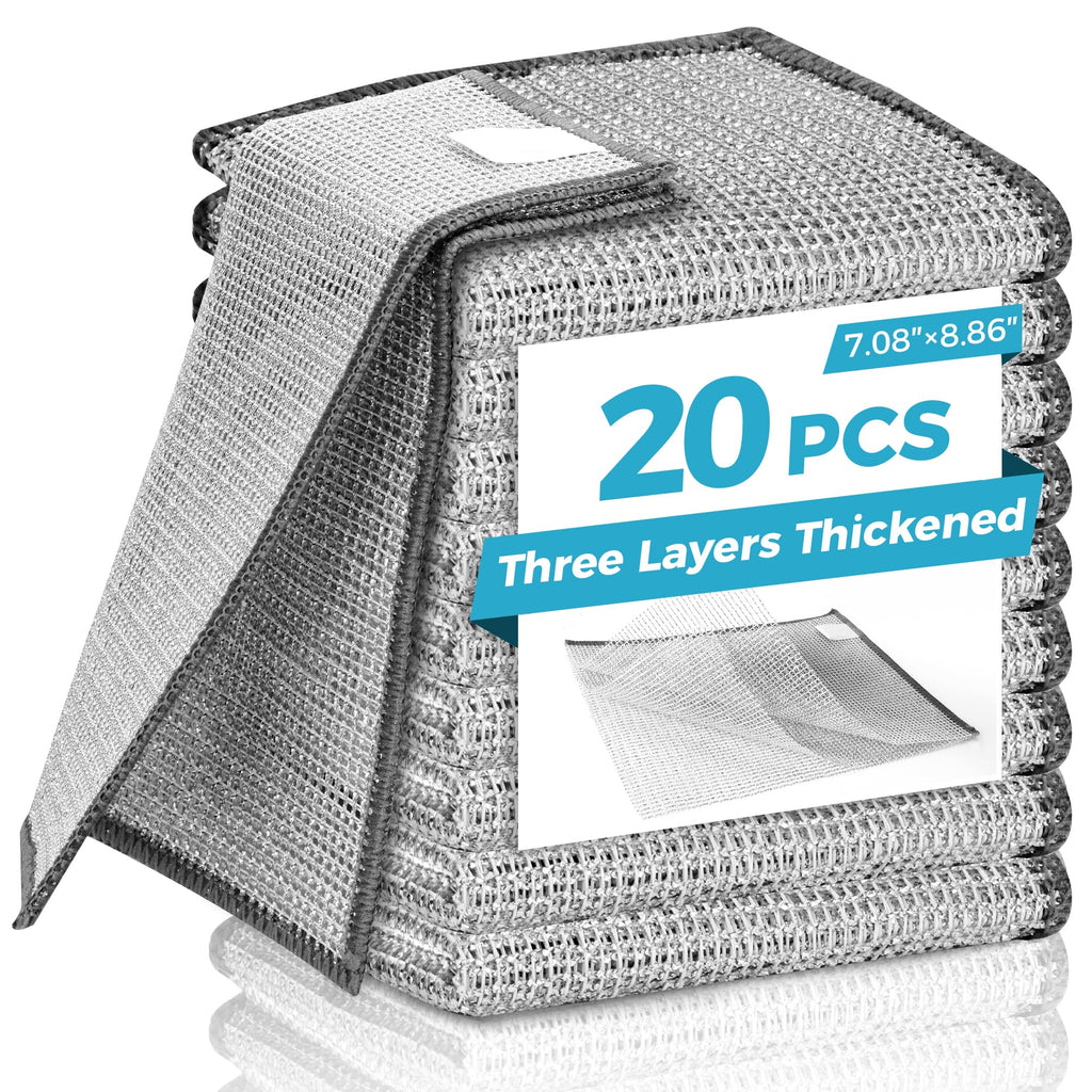 Forggon Non Scratch Wire Dishcloth,New Upgrade 3-Layer,12pcs,7.08"X8.86"