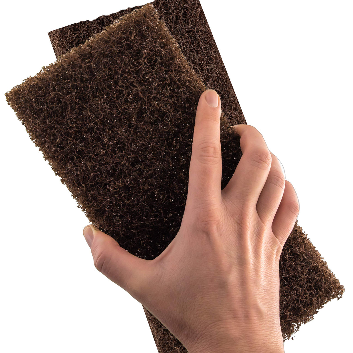 Heavy Duty XL Brown Scouring Pad 5 Pack. 10 x 4.5in Large Multipurpose Nylon Scrubbing Sponges. Clean Bathrooms, Kitchens, Counters and Floors to Erase Grime and Make Surfaces Sparkle