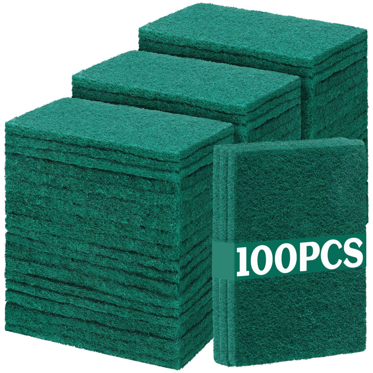 Hoolerry 100 Pcs Heavy Duty Scouring Pads Bulk for Kitchen Dish, Blue