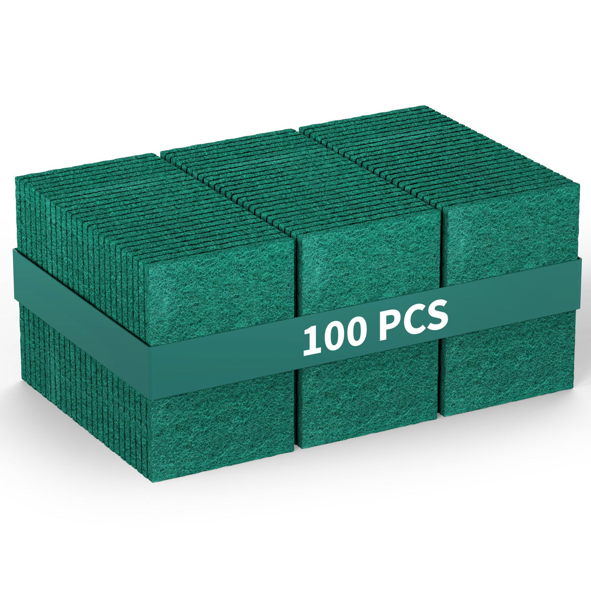 100-Pack Heavy Duty Green Scouring Pads 4x6 Inch | Reusable Non-Scratch Scrub Pads for Kitchen, Dishes, Pots, Pans, Grills & Household Cleaning | Multipurpose Scrubbers for Tough Stains