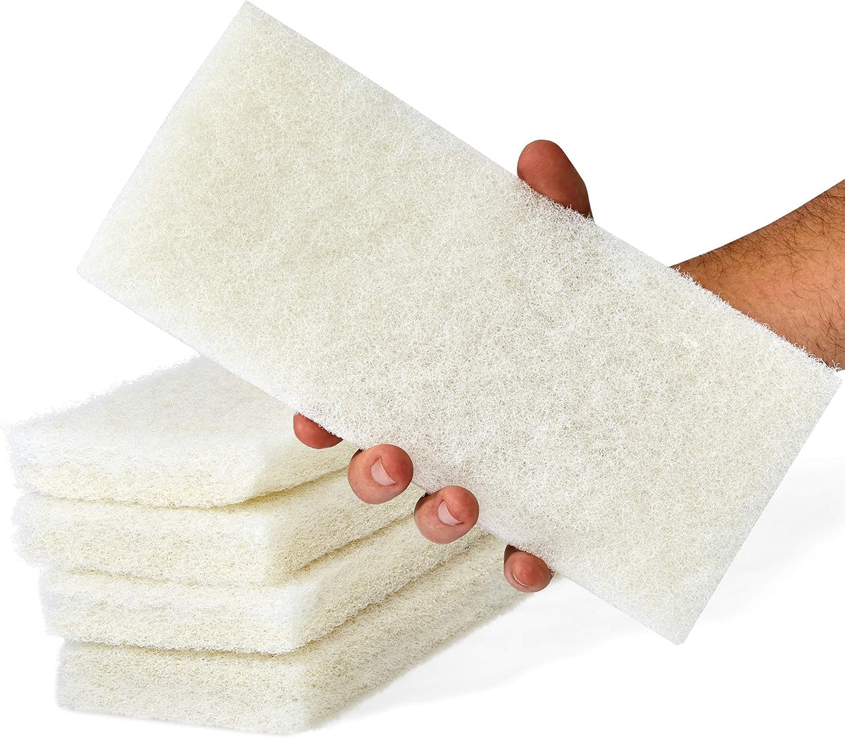Non-Scratch, Super Long-Lasting Scrubbing Pad 5 pk, 10x4.5in. Best Reusable Multipurpose Scouring Sponge for Home Surfaces. Perfect Pro Grade Multi-Surface Scrubber Pads for Light-Duty Indoor Cleaning