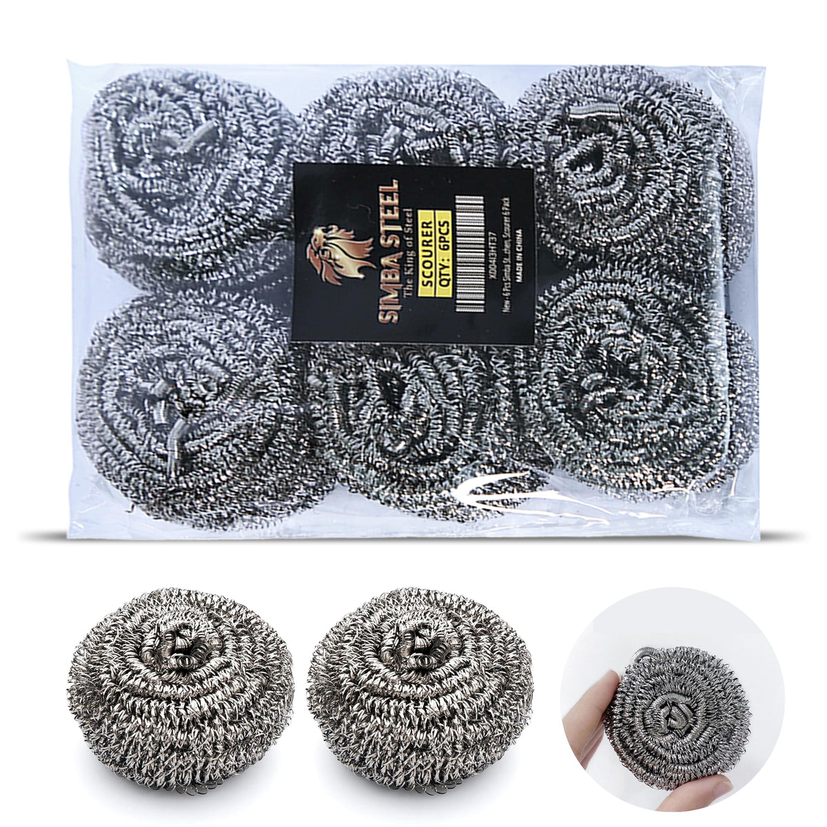 Steel Wool Scrubber Scourer Simba for Cleaning – Scourers 12 Pack