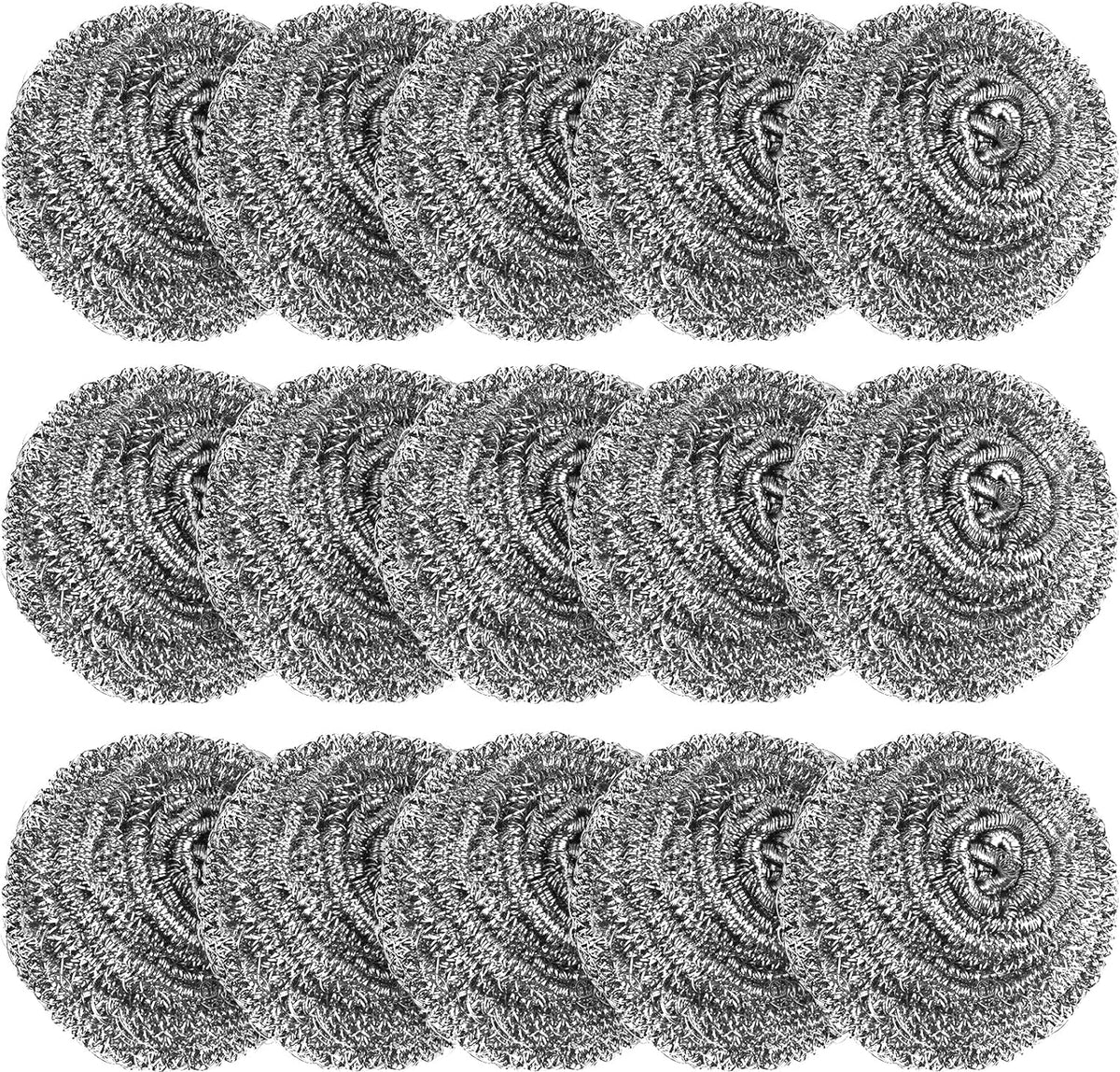 15 Pack Steel Wool Scrubber, Metal Kitchen Scrubbing Sponges, Dishwashing Scouring Pads Heavy Duty, Premium Stainless Steel Scrubbers for Cleaning Dishes Pots and Pans Bathroom Oven (Sliver) by VOPTON