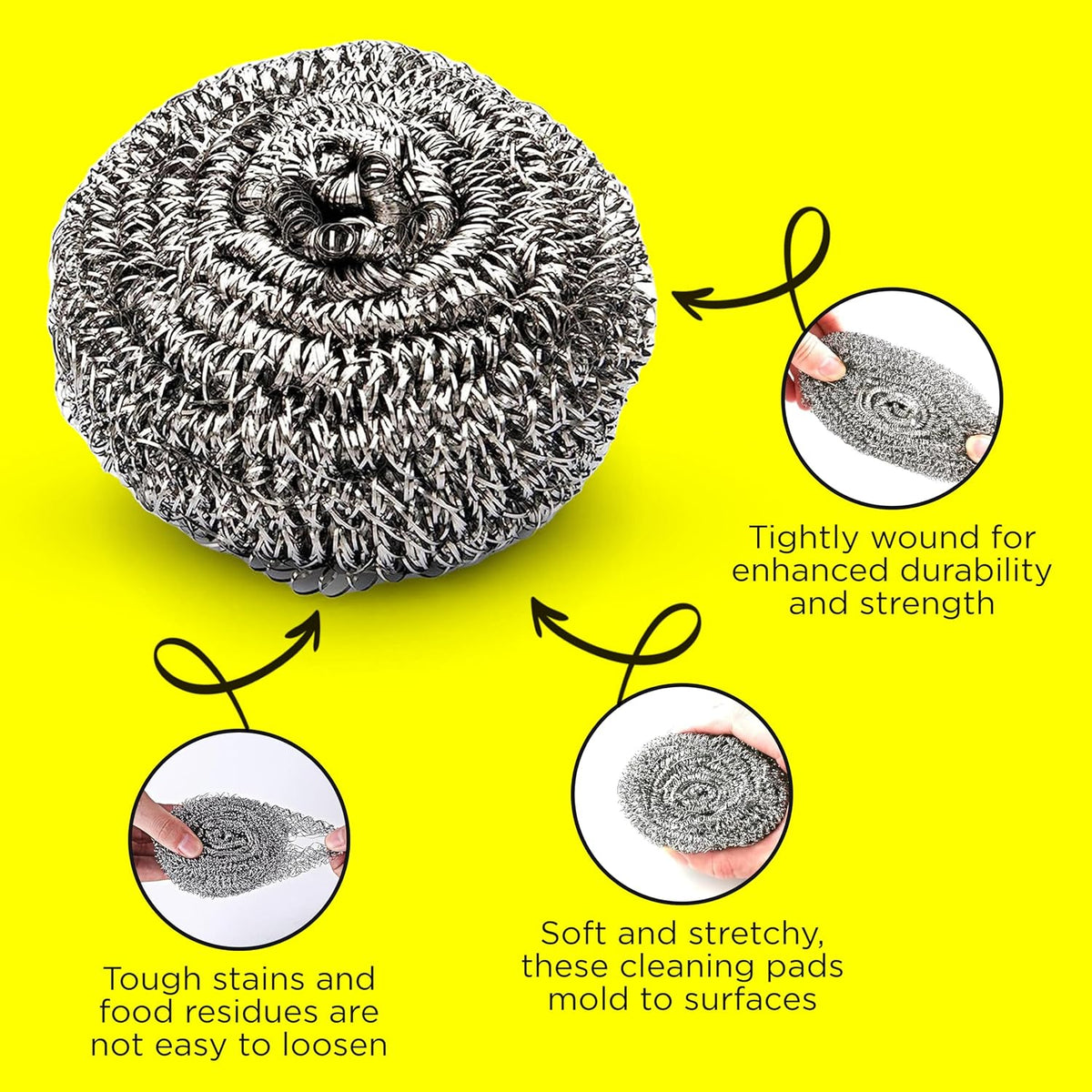 Steel Wool Scrubber Scourer Simba for Cleaning – Scourers 12 Pack