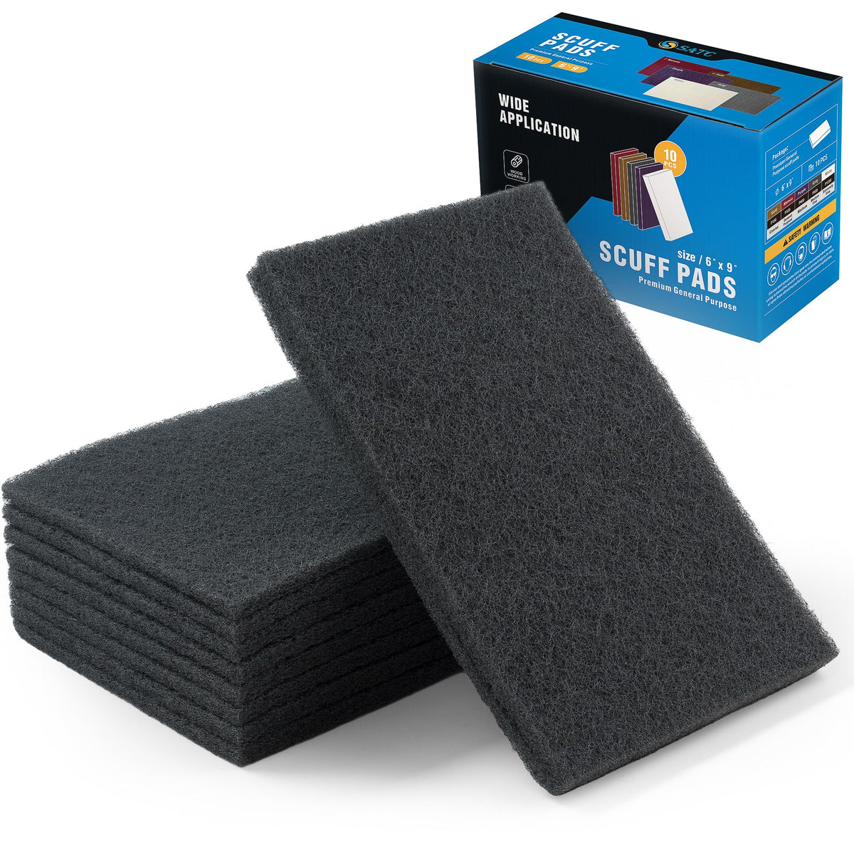 S SATC 6" x 9" Maroon General Purpose Scuff Pads,10 Pack Automotive Pads for Scuffing,Scouring,Sanding,Paint Primer Prep Adhesion Scratch for Automotive Restoration,Handicrafts